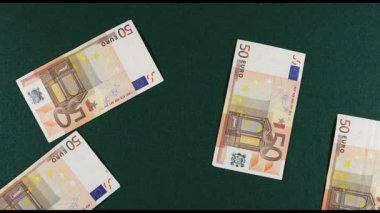 50 € para yeşil Backgroung, zaman atlamalı karşı düşen