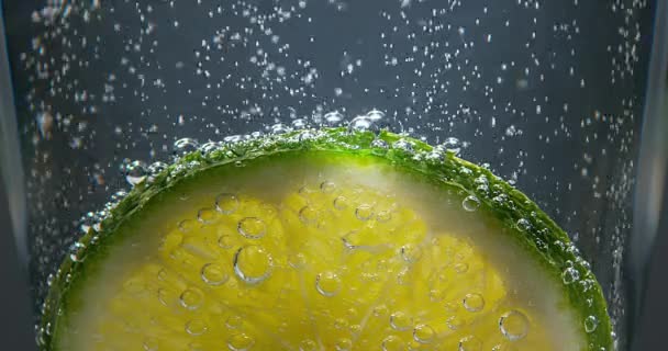 Rebanada de limón verde — Vídeos de Stock