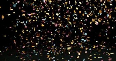 Siyah arka plan karşı yavaş hareket 4 k düşen Confettis
