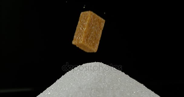 Brown Sugar Cube falling — Stock Video