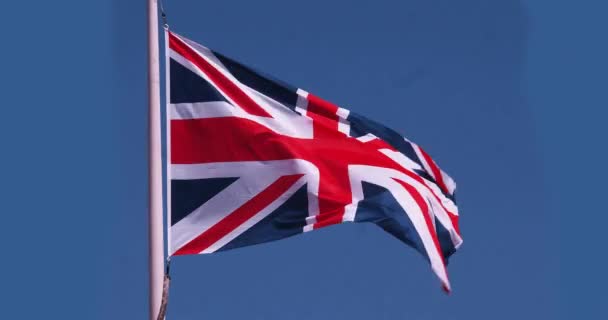 English Flag Waving Wind Slow Motion — Stock Video