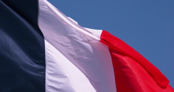 Bandera Francia Ondeando Viento Cámara Lenta — Vídeos de Stock