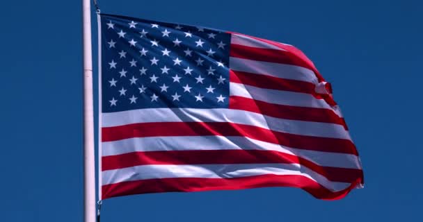 Bandera Americana Ondeando Viento Cámara Lenta — Vídeos de Stock
