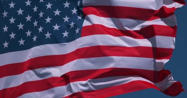 Bandiera Americana Sventola Nel Vento Movimento Lento — Video Stock