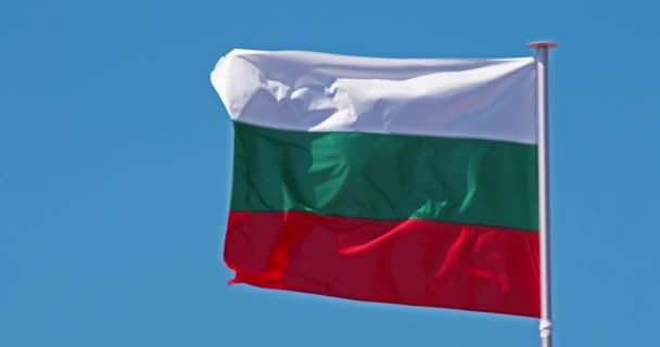 Bulgaarse Vlag Wapperend Wind Slow Motion — Stockvideo