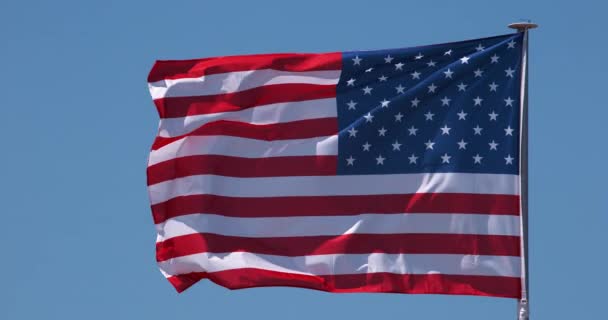 Bandera Americana Ondeando Viento Cámara Lenta — Vídeo de stock