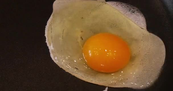 Jajko Gotowane Patelni Real Time — Wideo stockowe