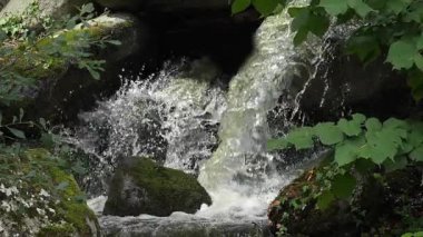 Waterfall at Pleugueneuc, Brittany in France, Slow motion