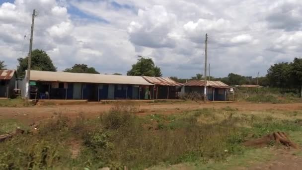 Pueblo Camino Nairobi Tsavo Park Kenia Slow Motion — Vídeos de Stock