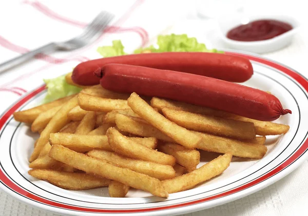 Saucisse Frites — Stockfoto