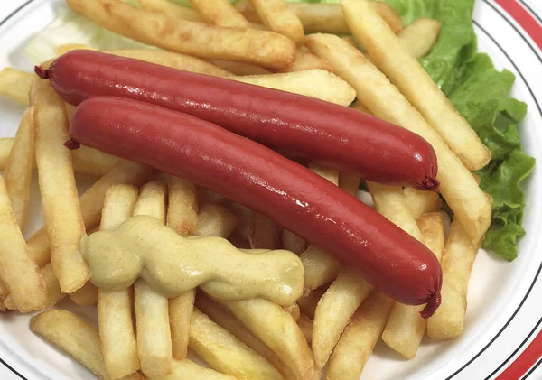 SAUCISSE FRITES — Stock Photo, Image