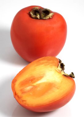 Persimmon or Kaki or Sharon Fruit, diospyros kaki, Exotic Fruits against White Background   clipart
