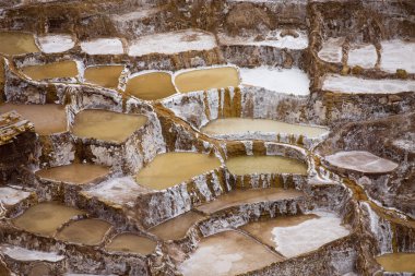 Peru, Tararabamba yakınlarındaki Salinas 'ta Maras Tuz Madenleri   