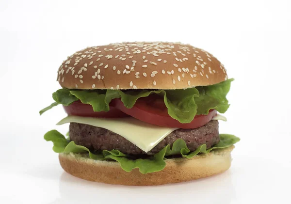 Hamburger Contro Sfondo Bianco — Foto Stock