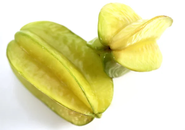 Carambola Star Fruit Averrhoa Carambola Fruit Tegen Witte Achtergrond — Stockfoto