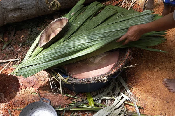 Kosz Wykonany Przez Warao Woman Indianie Mieszkający Orinoco Delta Wenezuela — Zdjęcie stockowe