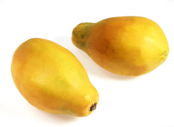 Patas Mamão Carica Papaya Frutas Exóticas Contra Fundo Branco — Fotografia de Stock