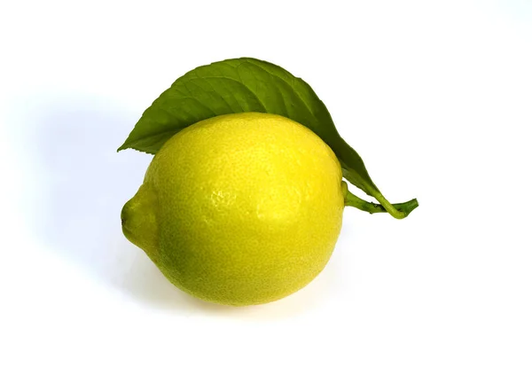 Желтый Лимон Цитрусовый Лимонум Фрукты Белом Фоне — стоковое фото