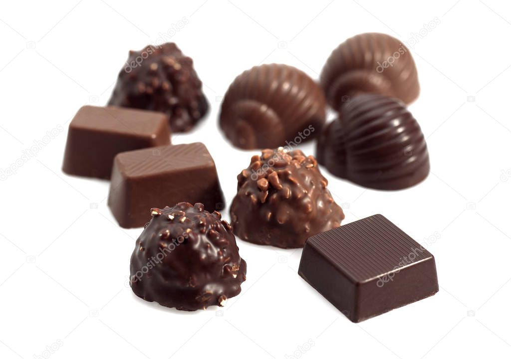 Chocolates against White Background 