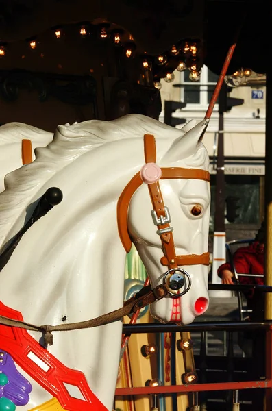 Merry Carousel Horse Wood Paris — Stock Photo, Image