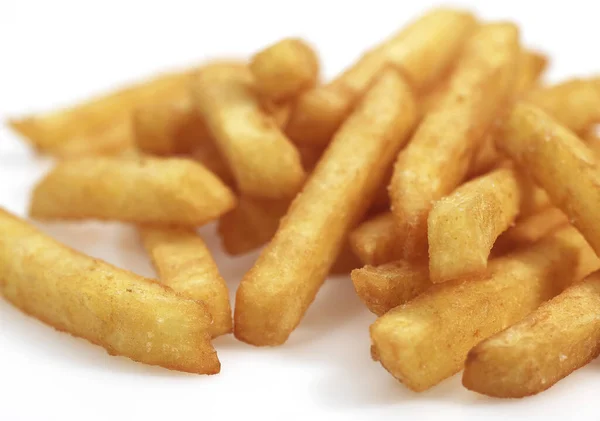 Pommes Frites Mot Vit Bakgrund — Stockfoto