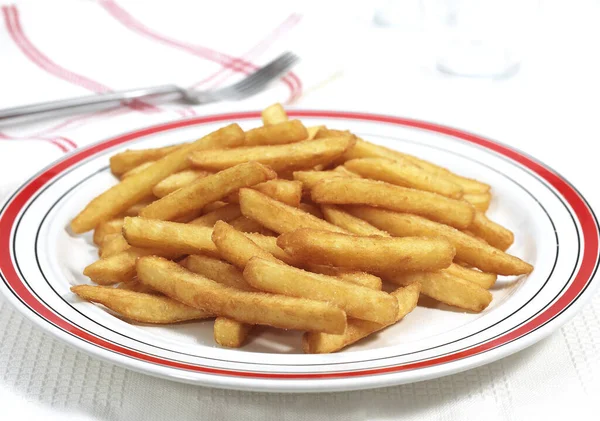 Plate French Fries White Background — 스톡 사진