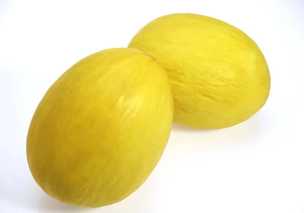 Melón Amarillo Español Cucumis Melo Frutas Contra Fondo Blanco — Foto de Stock