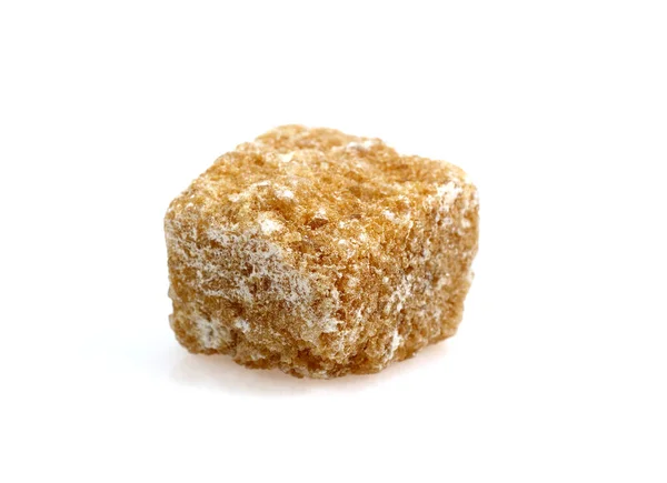 Brown Cube Azúcar Contra Fondo Blanco — Foto de Stock