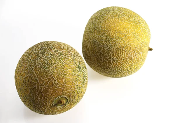 Ιταλικό Melon Cucumis Melo Φρούτα Άσπρο Φόντο — Φωτογραφία Αρχείου
