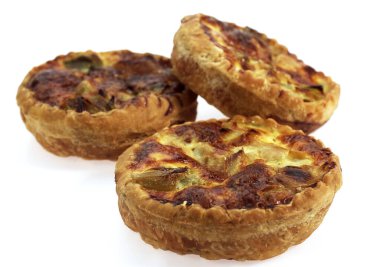 Leek Quiche against White Background 