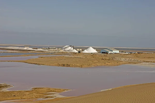 Saltproduktion Över Saltpans Vid Saltworks Nära Walvis Bay Namibia — Stockfoto