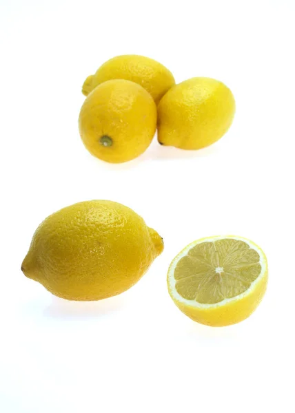 Limones Amarillos Limonum Cítrico Contra Fondo Blanco — Foto de Stock