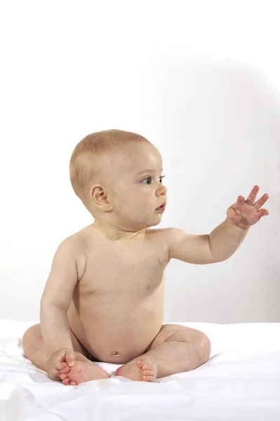 Naked Baby Boy White Background — 스톡 사진