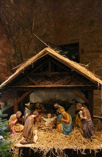 Łóżeczko Dziecięce Jarmarku Bożonarodzeniowym Alzacja Francji — Zdjęcie stockowe
