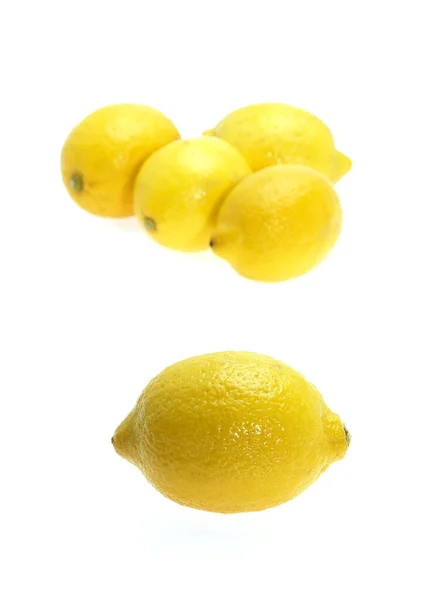 Citrons Jaunes Limonum Agrumes Sur Fond Blanc — Photo