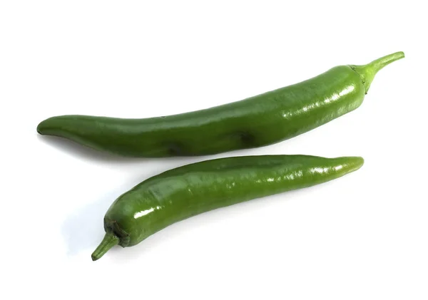 Green Chili Pepper Capsicum Annuum Λευκό Φόντο — Φωτογραφία Αρχείου