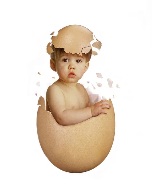 Μωρό Κορίτσι Που Αναδύεται Από Αυγό — Φωτογραφία Αρχείου