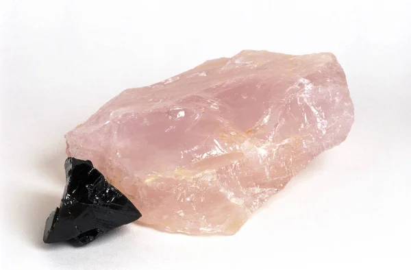 Pink Quartz Tourmaline Stone White Background — стокове фото