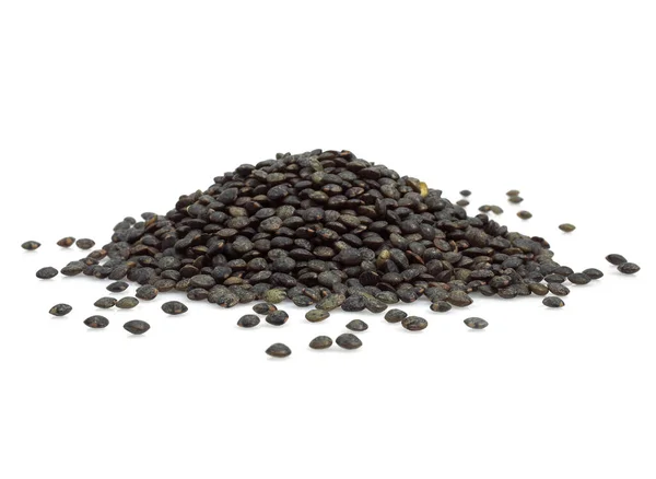 French Green Puy Lentils Lens Esculenta Dry Vegetables White Background — 图库照片