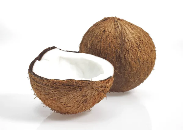 Noix Coco Cocos Nucifera Fruits Sur Fond Blanc — Photo