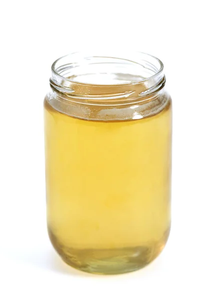 Glas Honig Vor Weißem Hintergrund — Stockfoto
