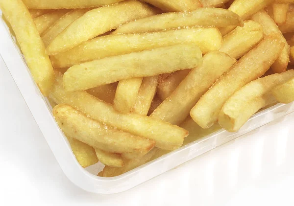 Franse Frietjes Tegen Witte Achtergrond — Stockfoto