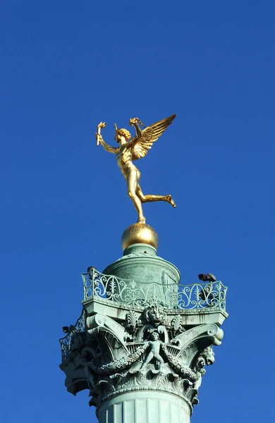 Golden Angel Toppen Till Kolonnen Place Bastille Paris — Stockfoto
