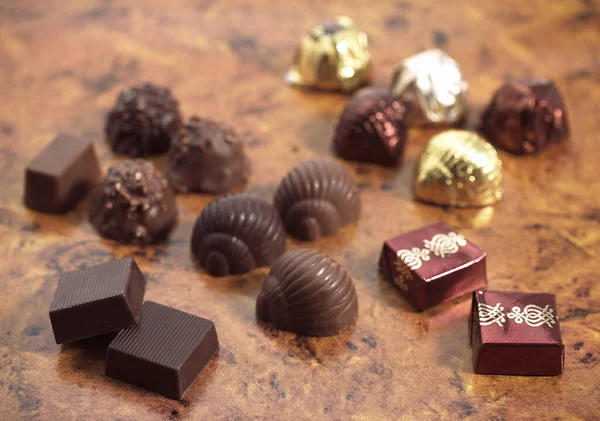 Saborosos Chocolates Fundo Comida — Fotografia de Stock