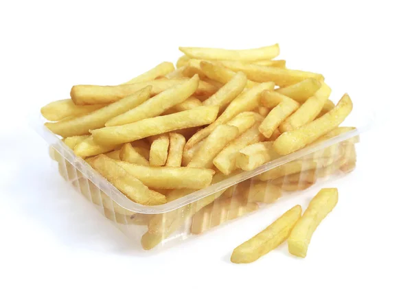 Franse Frietjes Tegen Witte Achtergrond — Stockfoto