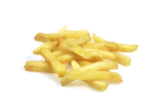 Pommes Frites Mot Vit Bakgrund — Stockfoto