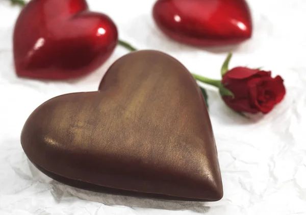 Coração Chocolate Presente Para Dia Dos Namorados — Fotografia de Stock