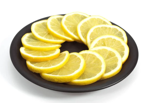 Gul Citron Citrus Limonum Mot Vit Bakgrund — Stockfoto