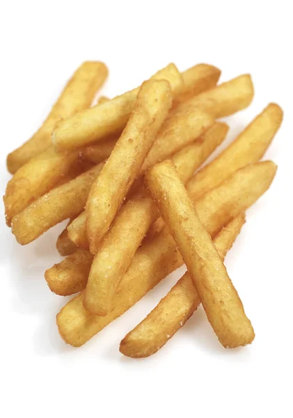 Pommes Frites Mot Vit Bakgrund — Stockfoto