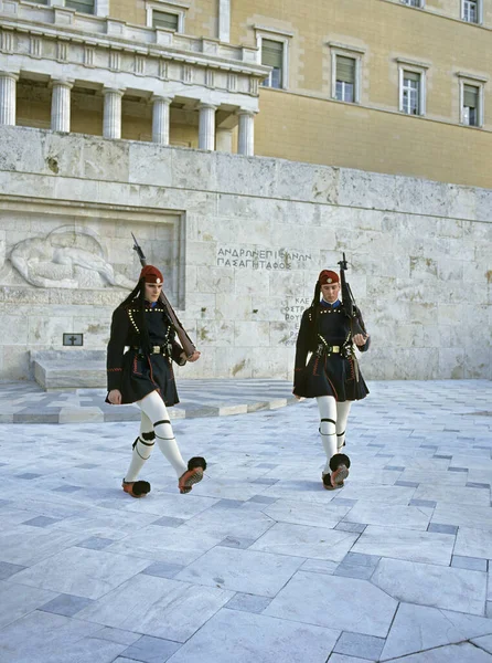 Changing Guard Greek Parliament Athens Greece — стокове фото